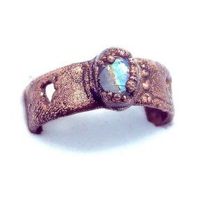 Rainbow Moonstone Crystal Ring size 10